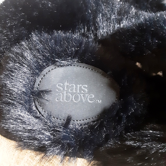 NWOT STARS ABOVE Paris Faux Fur Criss-Cross Slippers Sz 11/12 - Picture 7 of 7